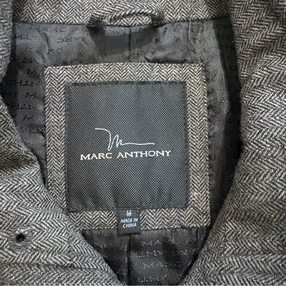 Marc Anthony Wool Blend Gray Bomber Zip Jacket Men's Sz M Charcoal Pockets Lined - Picture 8 of 14